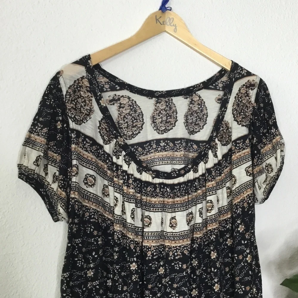 Free People Paisley High Low Cut Top